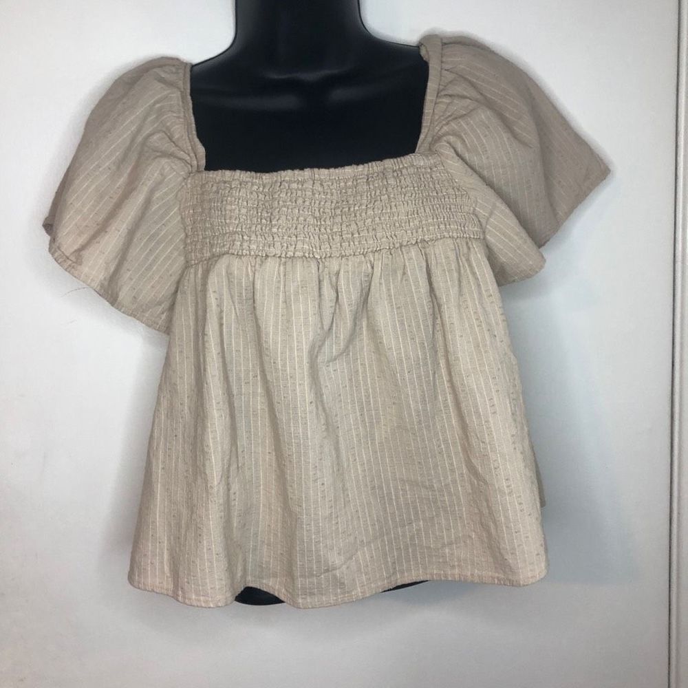 COTTON:ON SANDY COLORED RELAXED FLOWY WOMENS TOP SIZE SMALL